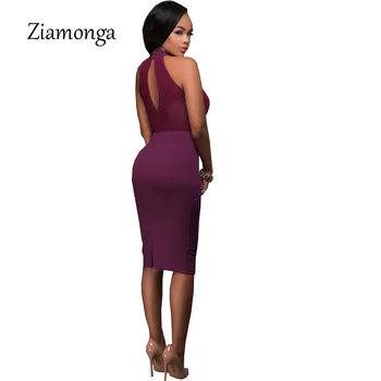 Ziamonga XS-XXXL Plus Veľkosť Ženy Vestidos Módne Slim Mimo Rameno bez Rukávov Čipky Šaty Jeseň Sexy Bodycon Obväz Šaty