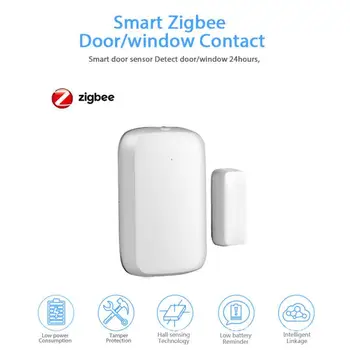 ZigBee Graffiti Smart Senzor Dverí Inteligentné Prepojenie Bezpečnostný Alarm Bezdrôtový Dvere, Okno Detektor Podporu Tuya / Smart APP Život