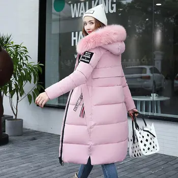 Zimná bunda ženy parkas kvalitné zimné ženy kabát 2021 módne dlhé štíhle pevné farba ženy bunda parkas plus veľkosť