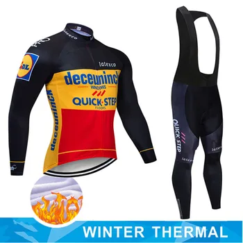 Zimné 2021 Cyklistické Oblečenie Long Sleeve Jersey Mens Pro Team Teplé Nastaviť MTB Oblečenie Thermal Fleece Ropa Ciclismo Uniforme Nohavice
