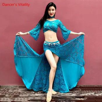 Zimné Dievčatá, Ženy, Brušný Tanec Horela Rukávy Top Spojov Sukne Súťaže Tanečné nosiť Lady Orientálna Indický Tanec Čipky Oblečenie