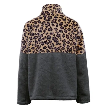 Zimné Dámy Fleece, Svetre Leopard Šitie Zips Pulóver Veľké 5XL Príležitostné Voľné Sveter Street Dámy Hrubé Teplé Oblečenie