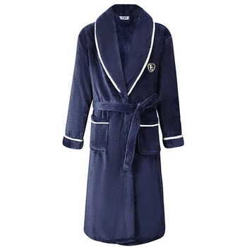 Zimné Flanelové Mužov Župan Nightgown Kimono Šaty Coral Fleece Negližé tvaru Intímne Bielizeň Farbou Sleepwear 3XL