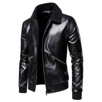 Zimné módne vlny golier desgin motocykel kožené bundy pre mužov plus veľkosť 5xl kvalitný zips mužov faux kožené sako