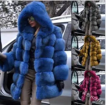 Zimné nové kožušinový kabát žena dlho odseku golier kabáta vysokej imitácia fox kožušiny ovce rez cashmere bunda