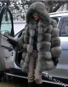 Zimné nové kožušinový kabát žena dlho odseku golier kabáta vysokej imitácia fox kožušiny ovce rez cashmere bunda