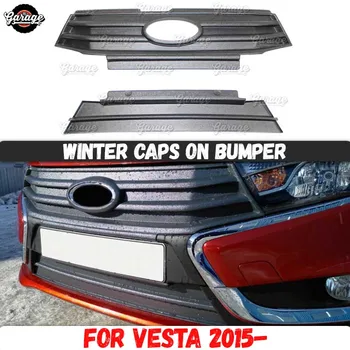 Zimné čiapky pre Lada Vesta Kríž 2017 - na mreža chladiča a nárazníkmi, ABS plast príslušenstvo ochranné podložky auto tuning styling