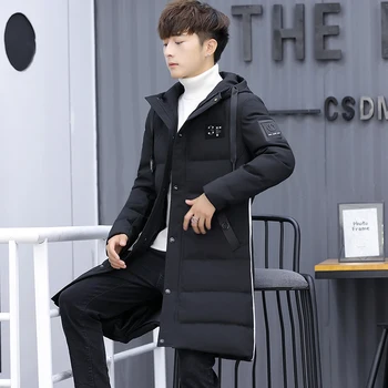 Zimný kabát Mužov bunda bežné Dlho Outwear teplé kabáty s kapucňou kvalitné hrubé dlhá bunda mužov Teplý Kabát