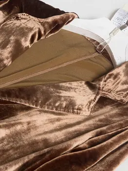 Zlato Velvet Windbreaker Kabát Moruša Hodváb Reálne Hodvábna Textúra Výbuchu Haly Dlhá Srsť Žena
