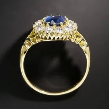 Zlatá Farba 8x10MM Prírodné Akvamarín 925 Striebro Prstene Pre Ženy, Mužov Luxusné Šperky Krúžok Výročie Svadby, Párty Darček Veľkoobchod