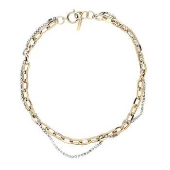 Zlatá farba a striebornej farbe sinnial kovové reťaze zabalené prehnané krátke choker náhrdelník náramok náramok