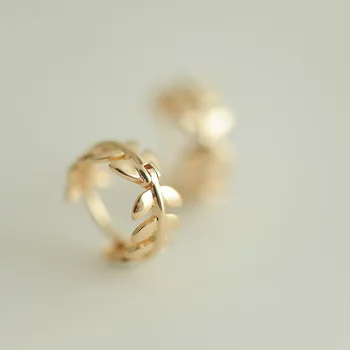 Zlatá Farba Á Olivového je Opustí Kruh, Krúžok Earings 925 Sterling Silver Malým Listovým Hoop Náušnice Šperky pre Ženy