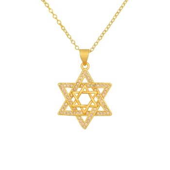 Zlatá Hviezda David Náhrdelník pre Človeka Izrael Židovský Šperky Darček Žena CZ Zirkónmi hanukkah Dlho Goth Prívesok Náhrdelník Veľkoobchod