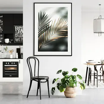 Zlaté Lístie Plagát Nordic Plátno Na Maľovanie Módne Palm Wall Art Obrázky Pre Obývacia Izba Moderné Dekoratívne Prins Na Stenu