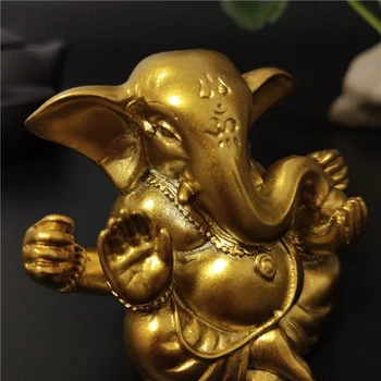 Zlaté Slon Boh Pán Ganeš Sochu Budhu Indickej Ganesh Socha Figúrky Ozdoby Domov Záhrada Buddha Sochy A Dekorácie