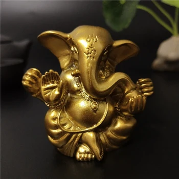 Zlaté Slon Boh Pán Ganeš Sochu Budhu Indickej Ganesh Socha Figúrky Ozdoby Domov Záhrada Buddha Sochy A Dekorácie