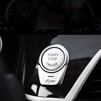 Zliatina hliníka Engine Start Stop vypínač Tlačidlo Výbava pre BMW 5 6 Séria GT G30 G32 G38 X3 X4 G01 G02 2017-2019 (Strieborný)