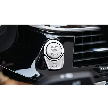 Zliatina hliníka Engine Start Stop vypínač Tlačidlo Výbava pre BMW 5 6 Séria GT G30 G32 G38 X3 X4 G01 G02 2017-2019 (Strieborný)