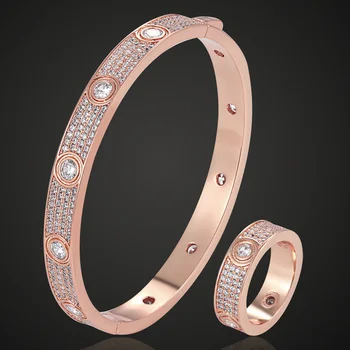 Zlxgirl Luxusné značky v Európe AAA pripraviť kubický zirkón náramok s krúžkom svadobné šperky sady žien party radi náramok doprava zadarmo