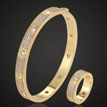 Zlxgirl Luxusné značky v Európe AAA pripraviť kubický zirkón náramok s krúžkom svadobné šperky sady žien party radi náramok doprava zadarmo