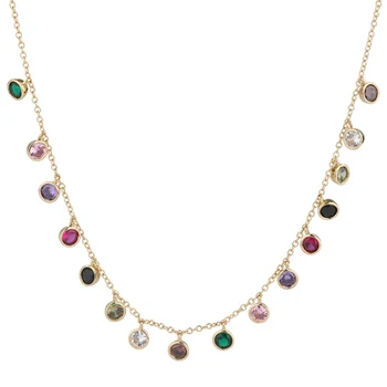 Zlxgirl šperky zmiešané farby Kubický zirkón ženy svadobný náhrdelník módne Dubaj Zlatá farba medi náhrdelník svadobné príslušenstvo