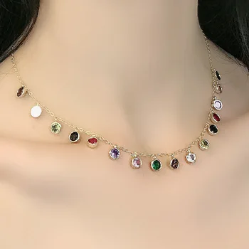 Zlxgirl šperky zmiešané farby Kubický zirkón ženy svadobný náhrdelník módne Dubaj Zlatá farba medi náhrdelník svadobné príslušenstvo