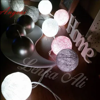 Zmiešané 20pcs/set Biela-Ružová-Sivá bavlna loptu string svetlá pre Terasa,Svadby,Party luminaria vianočné natal garland dekor USB