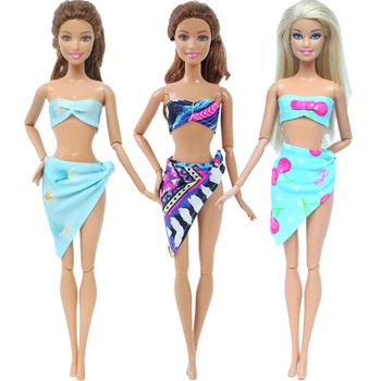 Zmiešaný Štýl 3 Ks/Sada Módne Bábiky Plavky, Bikiny, Leto, Pláž Plavky Farebné Oblečenie pre Bábiku Barbie Príslušenstvo Dievčatá Hračky