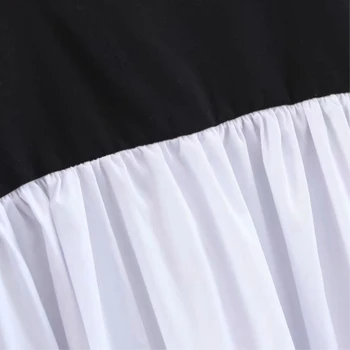 Značka Vintage Ženy Biele Šaty 2019 Letné Krátke Lístkového Rukáv Strany Midi Šaty Módne Farby Patchwork Prehrabať Dámske Oblečenie
