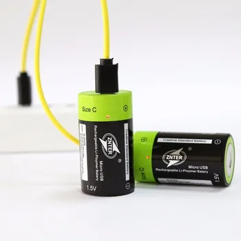 ZNTER 2ks C Veľkosť 1,5 V 3000mAh Nabíjateľná Lítium-Polymérová Batéria Nabitá pomocou Micro USB Kábel
