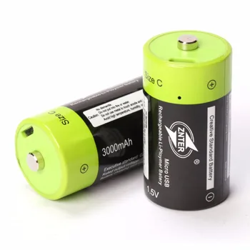 ZNTER 2ks C Veľkosť 1,5 V 3000mAh Nabíjateľná Lítium-Polymérová Batéria Nabitá pomocou Micro USB Kábel