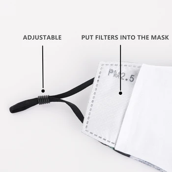 Zohra Zakrývanie Tlač Opakovane Ochranné PM2.5 Filtra Úst Maska Proti Prachu Maska Vetru, Nastaviteľný Pleťové Masky