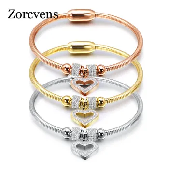 ZORCVENS 2020 Nové Srdce Kúzlo Náramky Pre Ženy Zlato Strieborná Farba Zirkón Náramok&Náramok Šperky Európe Americký Štýl Šperky