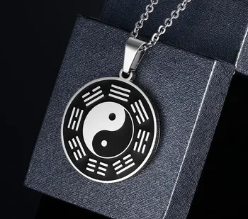 ZORCVENS Nehrdzavejúcej Ocele Yin Yang Kruhu Kovové Značky Prívesok Náhrdelník Čína Tai Chi Bagua Prívesok, Šťastie, Bezpečnosť a Mier Šperky