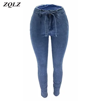 ZQLZ 2020 Novej ceruzka nohavice Ženy Plus Veľkosť Vysoké strede zúžený Skinny Džínsov Dámy Jeseň Úsek Slim Nohavice Teľa Dĺžky Džínsy