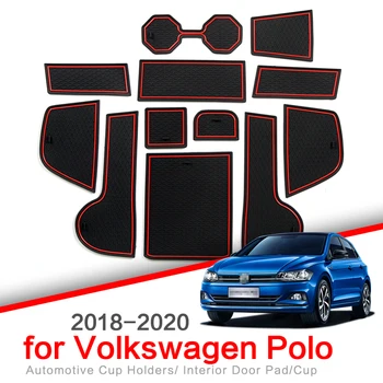 ZUNDUO Anti-Slip Brány Slot Pohár Rohože Pre VW Polo 2018 2019 2020 Príslušenstvo Gumy Držiaky dverí Non-slip Pad