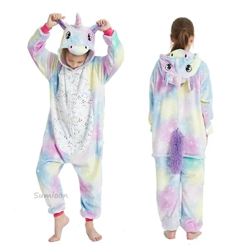 Zviera Kigurumi Pyžamo Detí Sleepwear oblečenie pre voľný čas Cosplay Kostým Odev Pijamas Jednorožec Trakmi Onesie Deti Jumpsuit