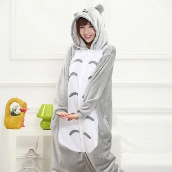 Zvieratá Kigurumi Totoro Kostým pre Dospelých Dievča deti Onesie Flanelové Halloween Ženy Anime Jumpsuit Zamaskovať Onepiece Oblek