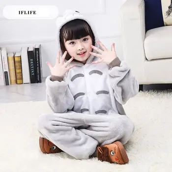 Zvieratá Kigurumi Totoro Kostým pre Dospelých Dievča deti Onesie Flanelové Halloween Ženy Anime Jumpsuit Zamaskovať Onepiece Oblek