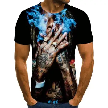 Zábavné 3D Abstraktné t shirt Mužov Krátky Rukáv Streetwear Top Tees Kvety Zviera 3D Tlač tee tričko