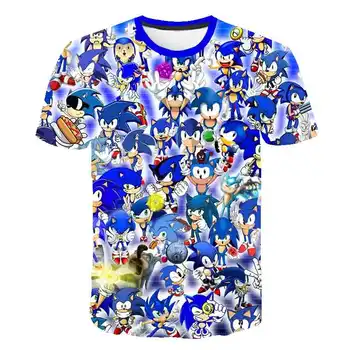 Zábavné 3D Deti T-shirt modrá Sonic ježko Mario Bro Dieťa Chlapcov, oblečenie, Streetwear Deti, Dievčatá Oblečenie Letné Krátke rukáv Top