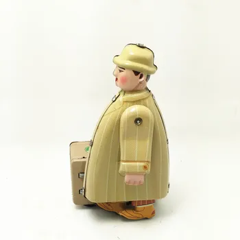 [Zábavné] Dospelých Kolekcia Retro Vietor až hračka Kovov Cín pohybujú cestovný kufor muž Mechanické Hodinky hračky údaje model deti darček