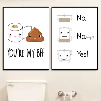 Zábavné Humor Kúpeľňa Wc Papier Nordic Plagáty A Tlačí Na Steny Umelecké Plátno Na Maľovanie Obrazov Na Stenu Pre Obývacia Izba Domova