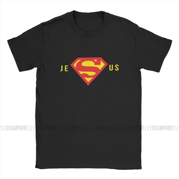 Zábavné Super Ježiš T-Shirt pre Mužov Kolo Golier Bavlna Tričká Kresťanského Boha Krátky Rukáv Tees 4XL 5XL Oblečenie