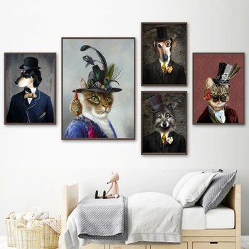 Zábavný Pes, Mačka, Vlk Fox Portrét Nordic Plagát Na Stenu Obrázky Obývacej Izbe Plagáty Vytlačí Na Stenu Umelecké Plátno Na Maľovanie Obraz Bez Rámu