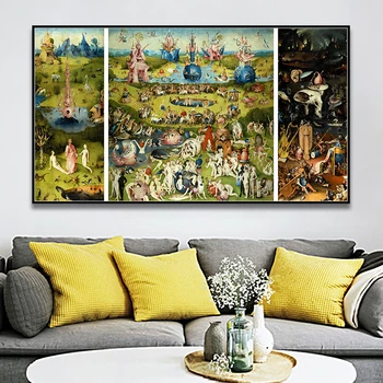 Záhrada Pozemských Radosť A Pekla Hieronymus Bosch HD Detaily Plátno Tlačiť Maliarske Umenie, Domáce Dekorácie Pre Obývacia Izba