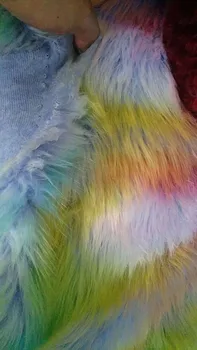 Zákopy Srsti Dámske Rainbow Outwear Zmiešané farby s Kapucňou Kožušiny Chlpaté Vetrovka Ušľachtilý Dlho Teplé Zimné Zahustiť 5Styles