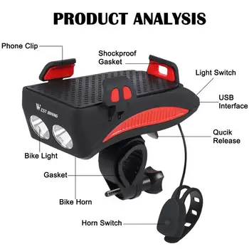ZÁPAD CYKLISTIKA 2021 NOVÉ Svetlo na Bicykel Nastavenie Svetlometov zadné svetlo s USB Nabíjateľné Nepremokavé MTB, Road Bicykel Predné, Zadné Lampy