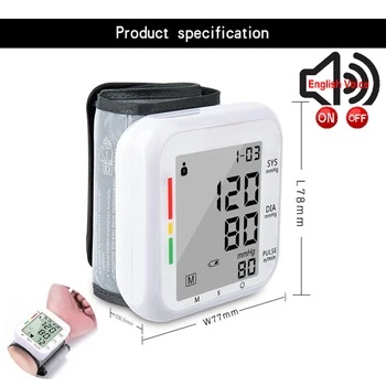 Zápästie sphygmomanometer opatrenia krvný tlak kedykoľvek a kdekoľvek, monitoruje zdravie, prenosné elektronické sphygmomanometer