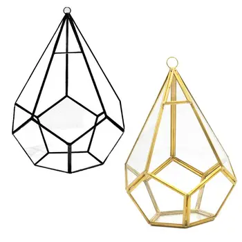 Závesné Sklenené Terárium Moderné Umelecké Stenu Slzy Tvar Diamantu Geometrické Polyhedron Vzduchu Rastlín Držiteľ Stôl Kvetináč DIY Váza Hrniec